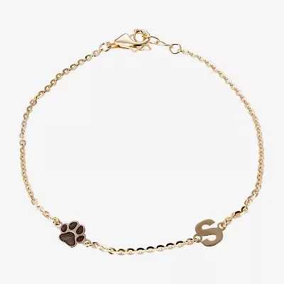 Womens 14K Gold Over Silver 6 3/4 Inch Solid Cable Id Bracelet