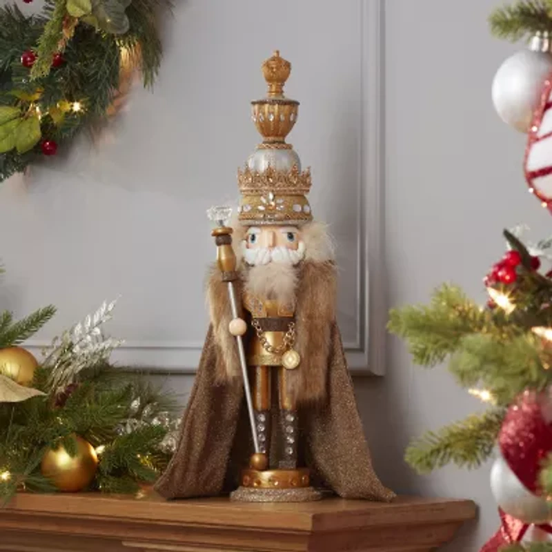 Kurt Adler 17.5-Inch Hollywood Gold with Fuzzy Cape King Nutcracker