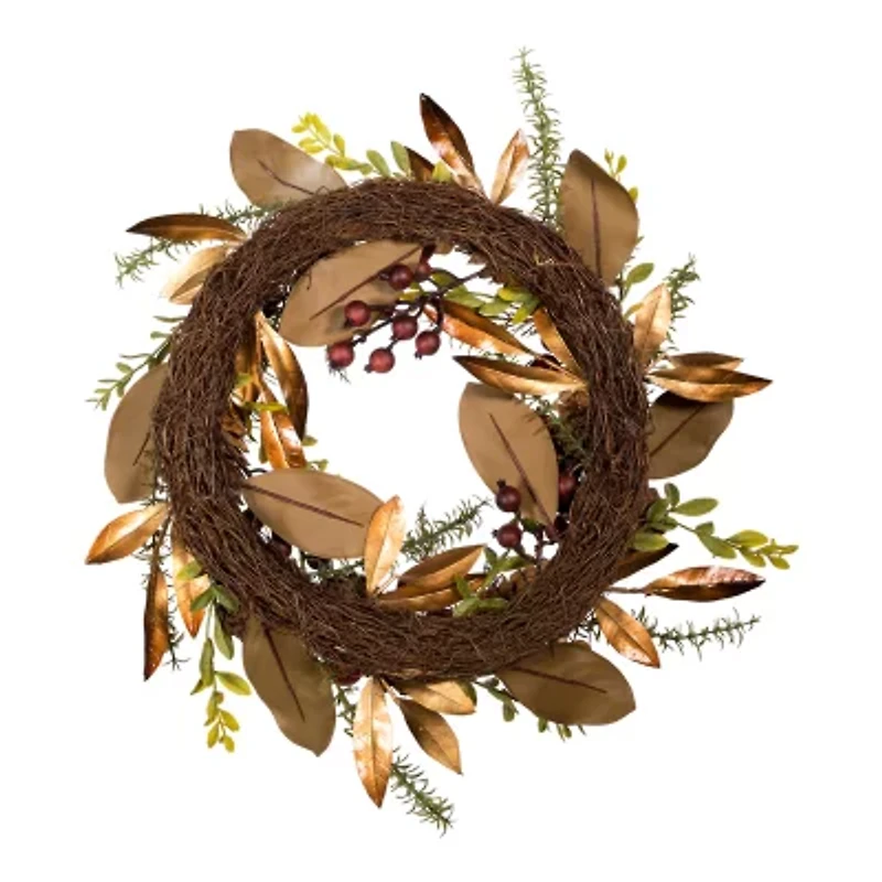 Kurt Adler Berries And Pinecone Burgundy Wreath