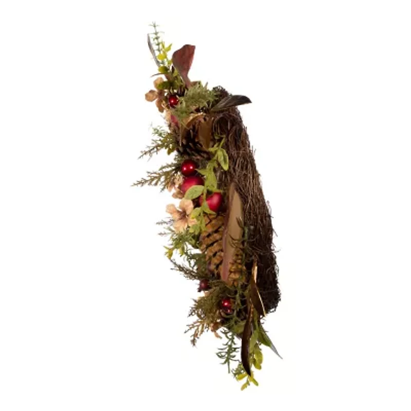 Kurt Adler Berries And Pinecone Burgundy Wreath