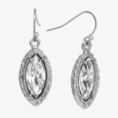 1928 Silver Tone Womens Crystal Marquise Drop Earrings