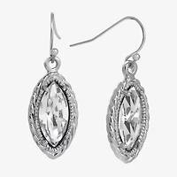 1928 Silver Tone Womens Crystal Marquise Drop Earrings