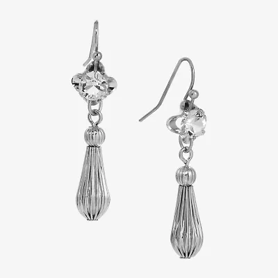 1928 Silver Tone Womens Crystal Drop Earrings