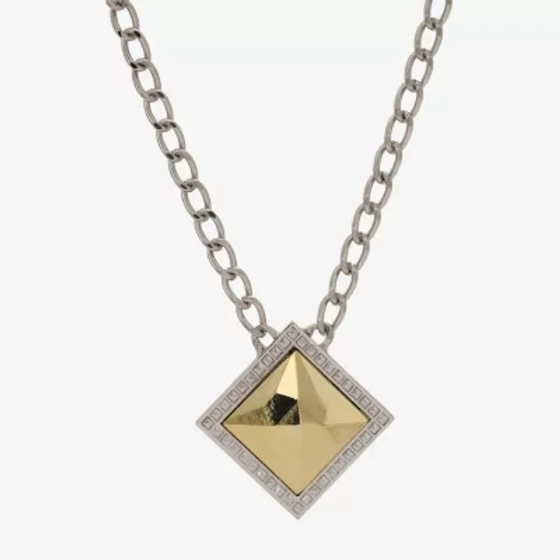 1928 Silver & Gold Tone Womens Alloy Square 16 Inch Pendant Necklace