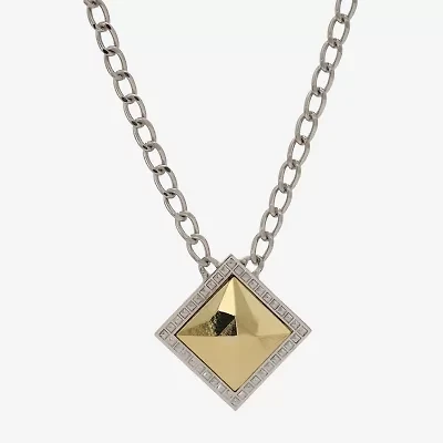 1928 Silver & Gold Tone Womens Alloy Square 16 Inch Pendant Necklace