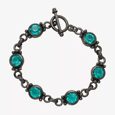 1928 Rose Tone & Pink Toggle Womens Purple Crystal Strand Bracelet