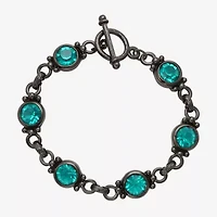 1928 Rose Tone & Pink Toggle Womens Purple Crystal Strand Bracelet