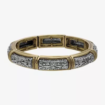 1928 Silver & Gold Tone Womens Stretch Bracelet