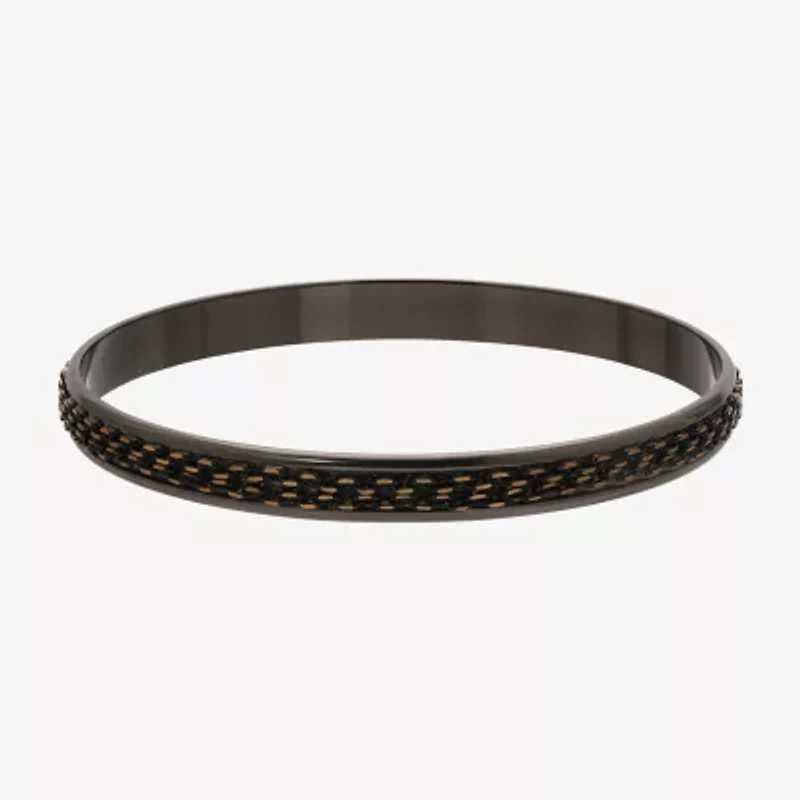 1928 Black Tone Chain Wrapped Womens Bangle Bracelet