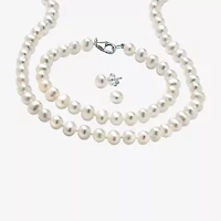Womens White Cultured Freshwater Pearl Sterling Silver 3-pc. Jewelry Set