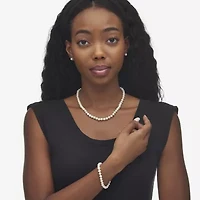 Womens White Cultured Freshwater Pearl 14K Gold Over Silver 3-pc. Jewelry Set