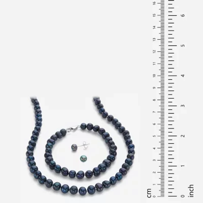 Womens Black Cultured Freshwater Pearl Sterling Silver 3-pc. Jewelry Set