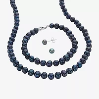 Womens Black Cultured Freshwater Pearl Sterling Silver 3-pc. Jewelry Set