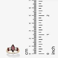 Womens Diamond Accent Genuine Red Garnet 10K Gold Marquise Cocktail Ring