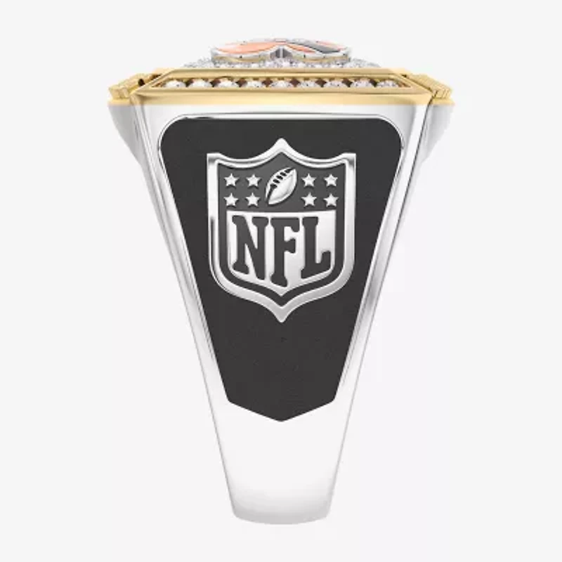 True Fans Fine Jewelry Cincinnati Bengals Mens 1/2 CT. Natural White Diamond 10K Two Tone Gold Fashion Ring