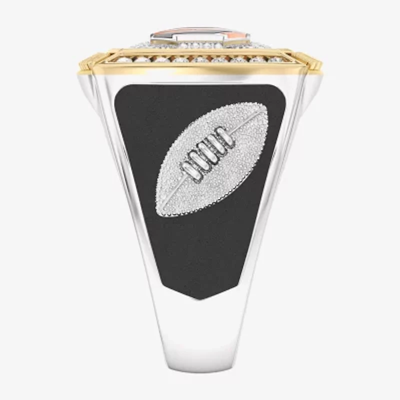 True Fans Fine Jewelry Cincinnati Bengals Mens 1/2 CT. Natural White Diamond 10K Two Tone Gold Fashion Ring