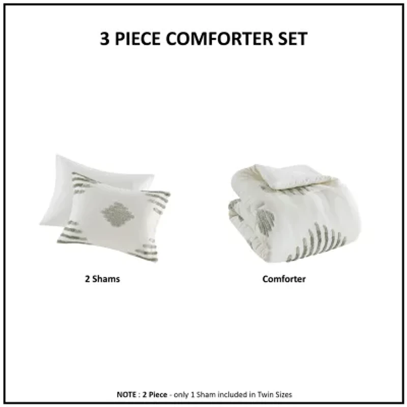 INK+IVY Tahli Cotton Blend 3-pc. Midweight Comforter Set