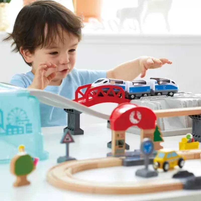 Hape Wooden Train Bucket Set: City Train Interactive Toy
