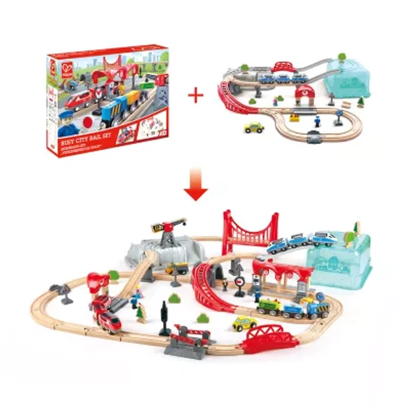 Hape Wooden Train Bucket Set: City Train Interactive Toy