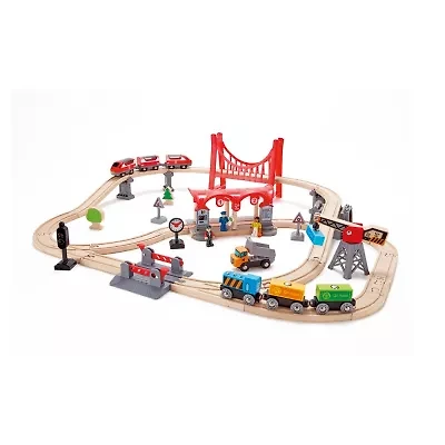 Hape Train Set: Busy City Rail Set Interactive Toy