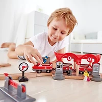 Hape Train Set: Busy City Rail Set Interactive Toy