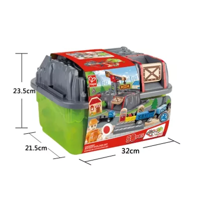 Hape Bucket Builder Set: Railway Building Set 50-pc.