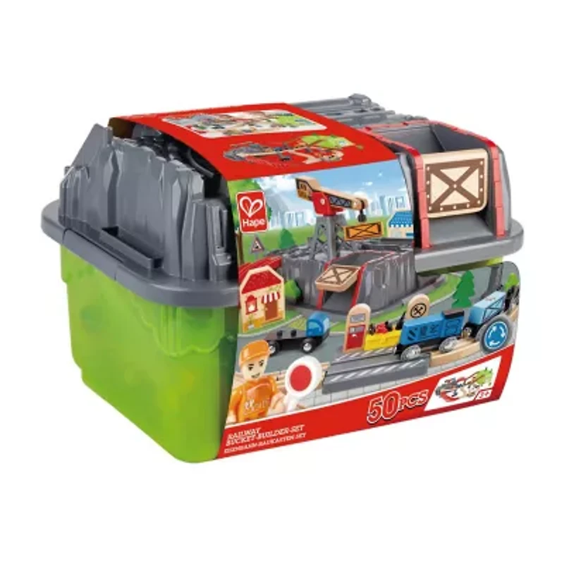 Hape Bucket Builder Set: Railway Building Set 50-pc.