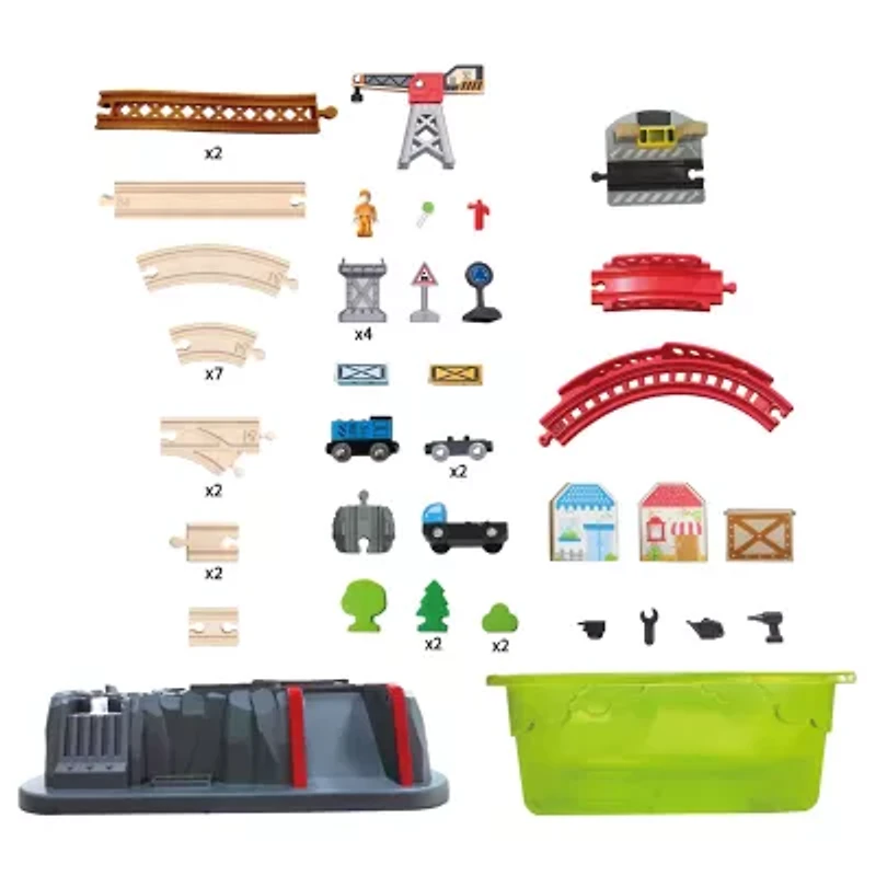 Hape Bucket Builder Set: Railway Building Set 50-pc.