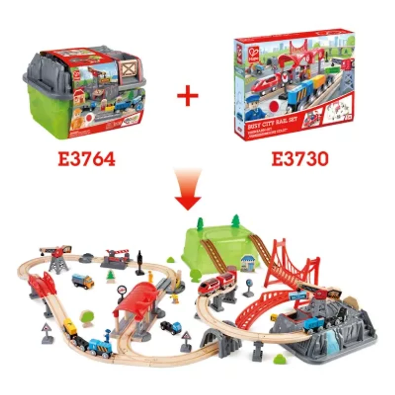 Hape Bucket Builder Set: Railway Building Set 50-pc.