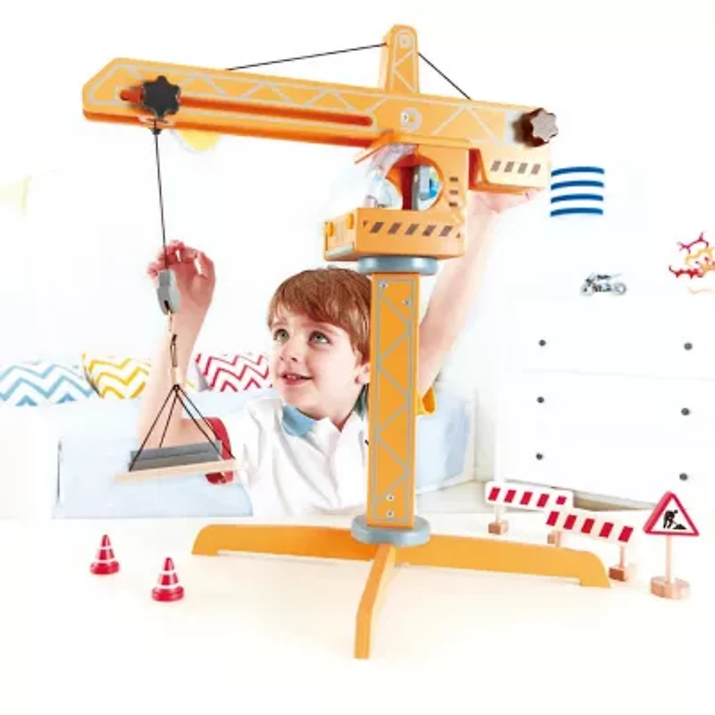 Hape Playscapes Crane Lift Playset Interactive Toy