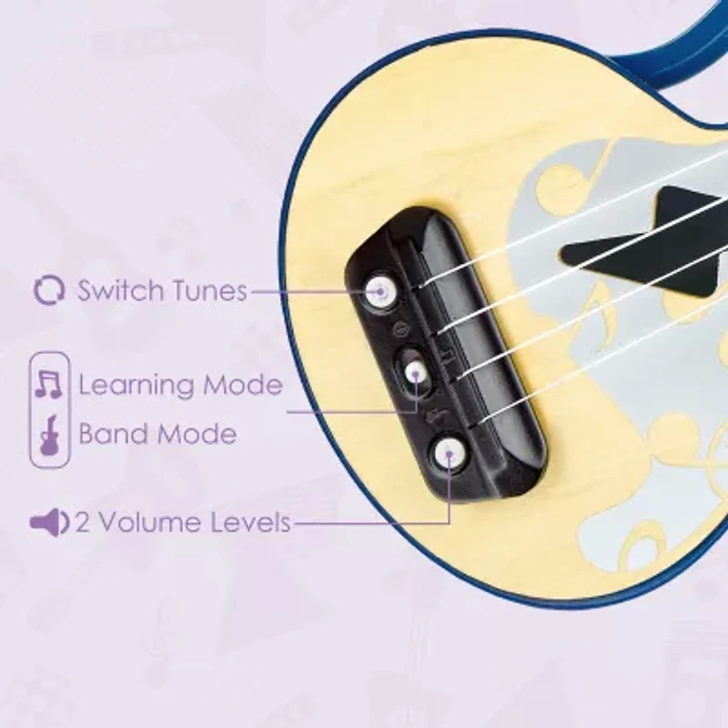 Hape Learn With Lights Ukulele Blue Musical Instrument