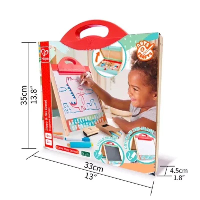 Hape Store & Go Easle: Double-Sided 5-pc. Easel