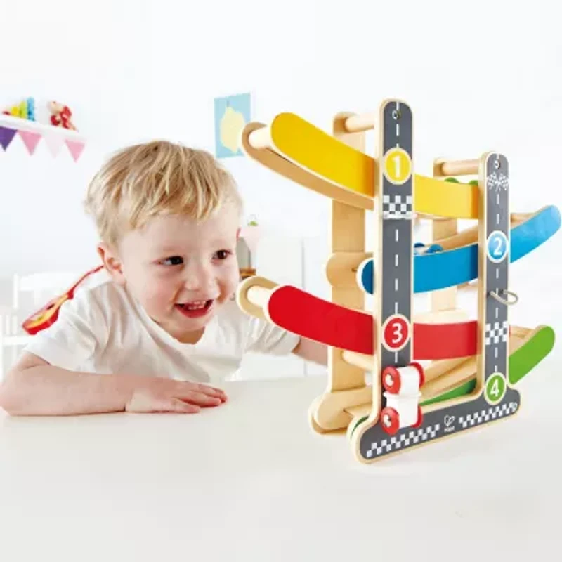 Hape Fast Flip Kids Wooden Racetrack Discovery Toy