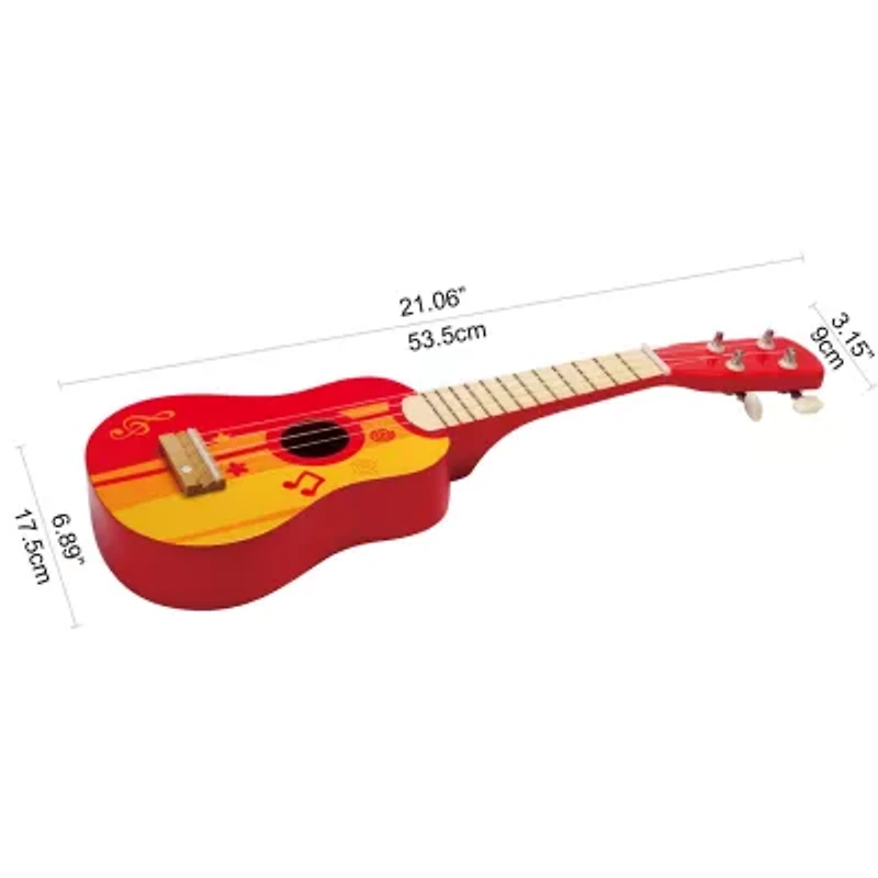 Hape Kids Toy Ukulele - Red & Yellow Musical Instrument