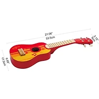 Hape Kids Toy Ukulele - Red & Yellow Musical Instrument