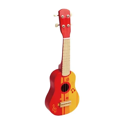 Hape Kids Toy Ukulele - Red & Yellow Musical Instrument