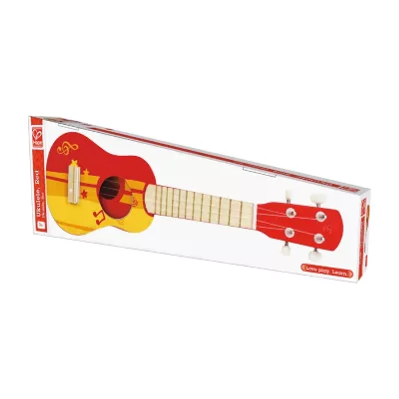 Hape Kids Toy Ukulele - Red & Yellow Musical Instrument