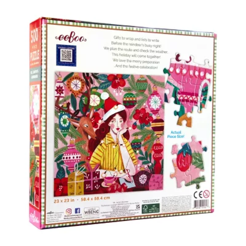 Eeboo Ms. Santa Reindeer 500-pc. Puzzle