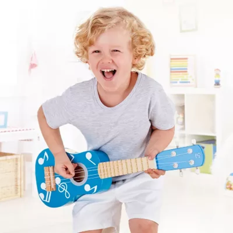 Hape Kid'S Wooden Toy Ukulele - Blue Dot Musical Instrument