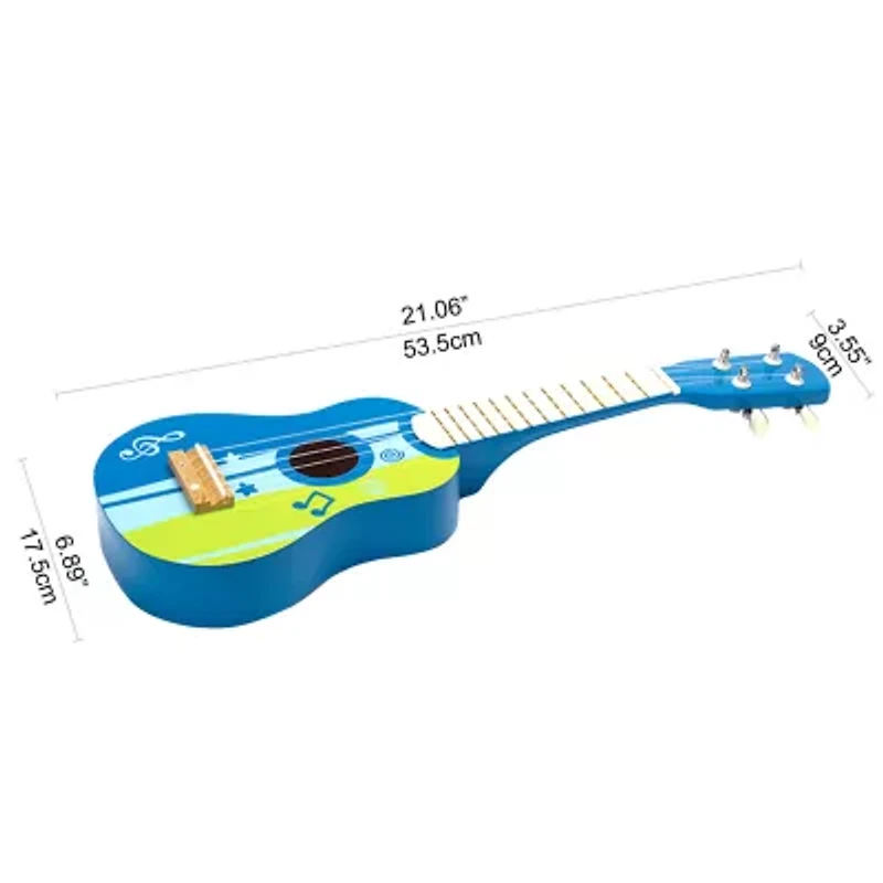 Hape Kids Toy Ukulele - Blue & Green Musical Instrument