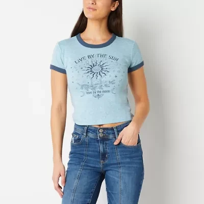 Arizona Womens Juniors Round Neck Short Sleeve T-Shirt