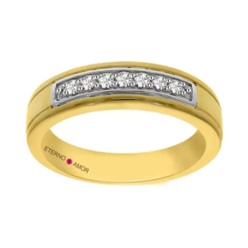 Mens 1/5 CT. Genuine White Diamond 14K Gold Band