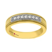 Mens 1/5 CT. Genuine White Diamond 14K Gold Band