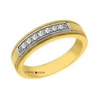 Mens 1/5 CT. Genuine White Diamond 14K Gold Band