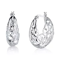 Sterling Silver Swirl Hoops Earrings