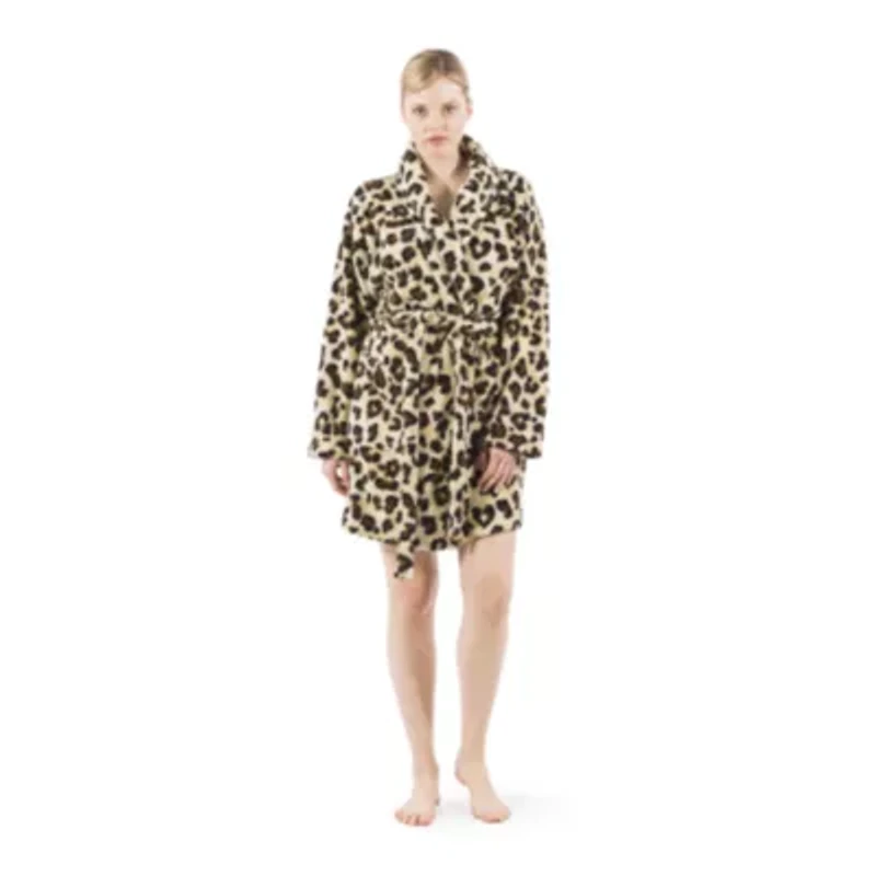 Linum Home Textiles Super Plush Luxurious Soft Leopard Print Bathrobe