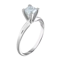 Deluxe Collection (I / I2) Womens 1 CT. Genuine White Diamond 14K White Gold Solitaire Engagement Ring