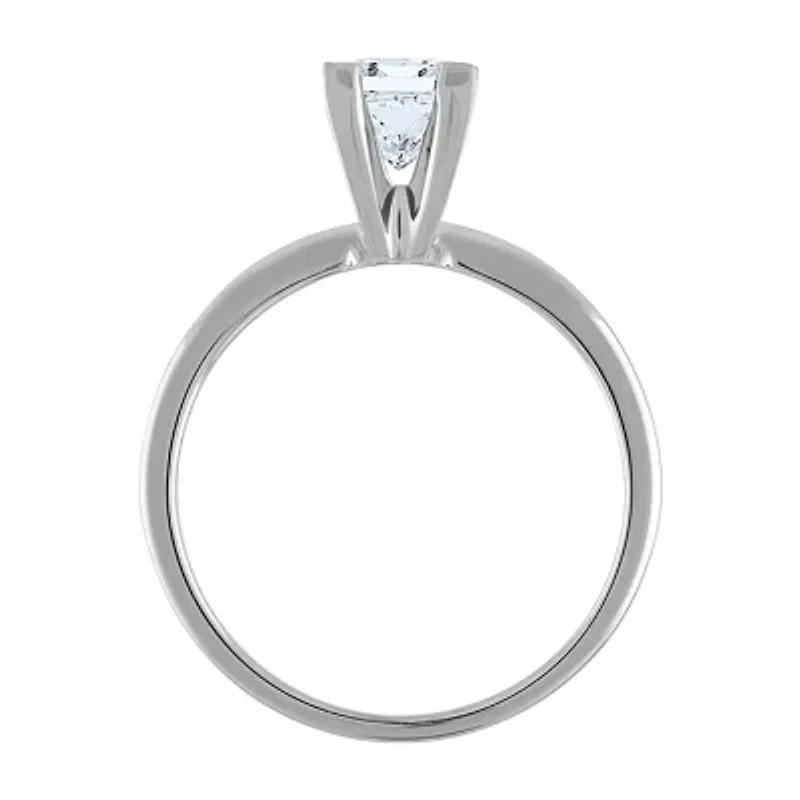 Deluxe Collection (I / I2) Womens 1 CT. Genuine White Diamond 14K White Gold Solitaire Engagement Ring