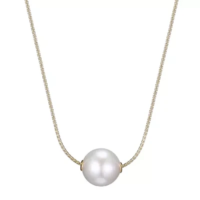 Womens White Cultured Freshwater Pearl 18K Gold Over Silver 18 Inch Pendant Necklace