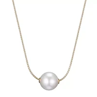 Womens White Cultured Freshwater Pearl 18K Gold Over Silver 18 Inch Pendant Necklace